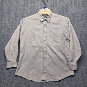 Vintage Burberrys Shirt Mens XL Beige Khaki Chamois Cotton Button Down USA Made